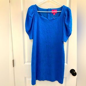 Feona Elbow Sleeve Teal Bay Knit Pucker Jacquard